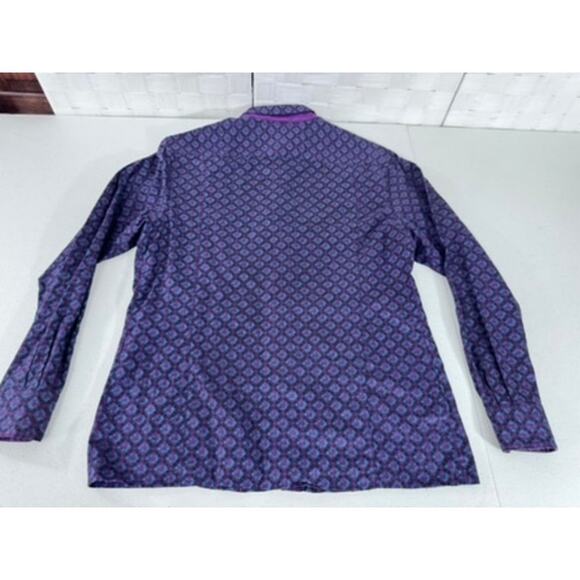 "SAKS FIFTH AVE" Real Clothes, Purple Paisley Men Button Up Shirt, Y2K,Flip Cuff - Picture 8 of 9
